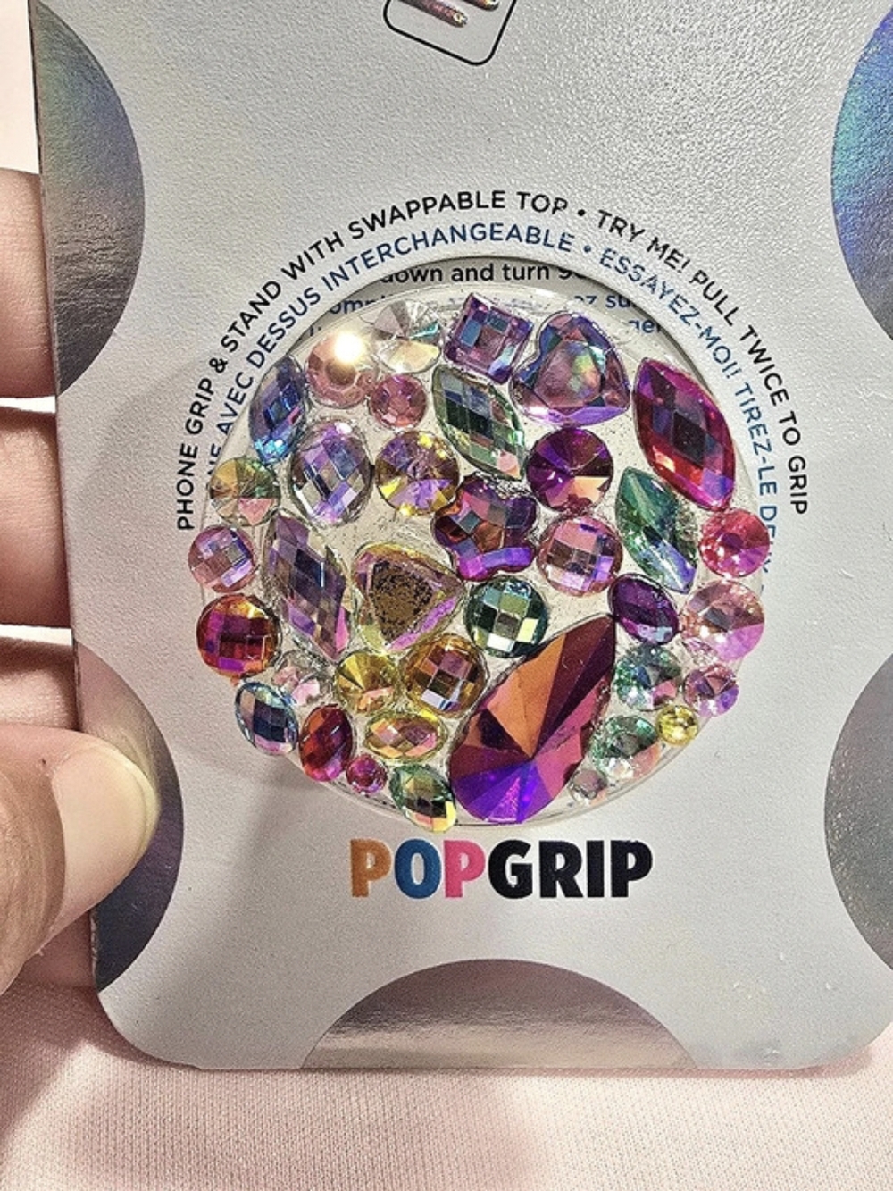 Handmade Colorful Rhinestone Jeweled PopSocket Phone Grip – Multicolor Bling